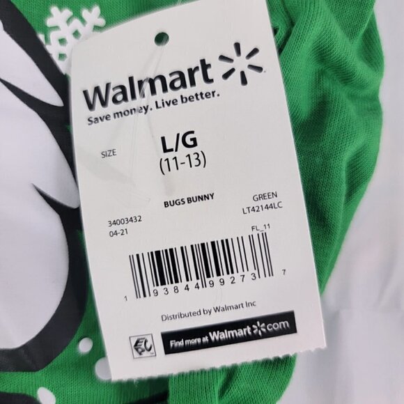 Looney Tunes Bugs Bunny Christmas Print Snowflakes Graphic T-Shirt - Picture 3 of 13